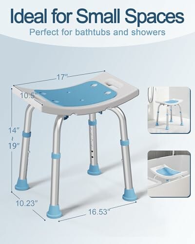 Adjustable bath shower chair for small spaces.