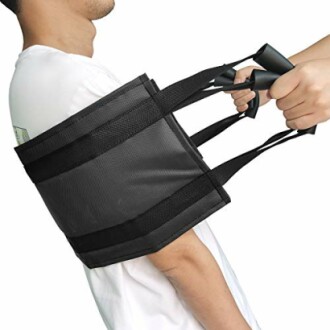 Person using arm resistance band for exercise