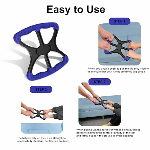Assistive lift device usage steps with images and text instructions.