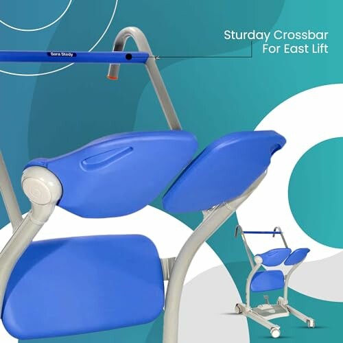Blue standing aid with crossbar for easy lift
