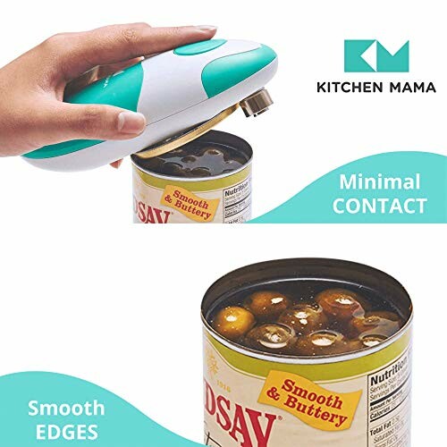 Electric can opener in use with a can.