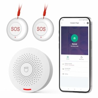 Emergency alert system with SOS buttons, sensor, and smartphone app.
