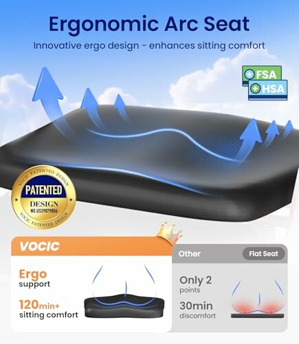 Ergonomic arc seat with innovative design for comfort.