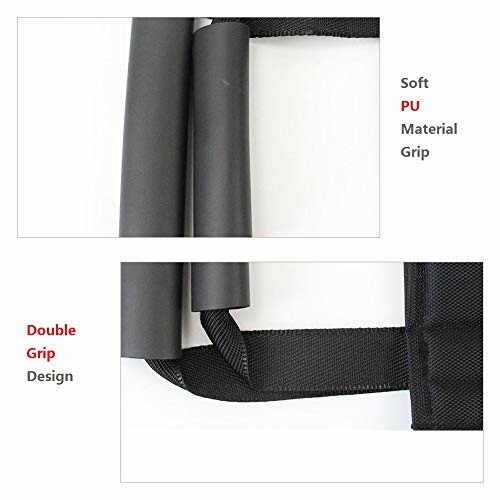 Close-up of exercise equipment handle with soft PU material grip and double grip design.