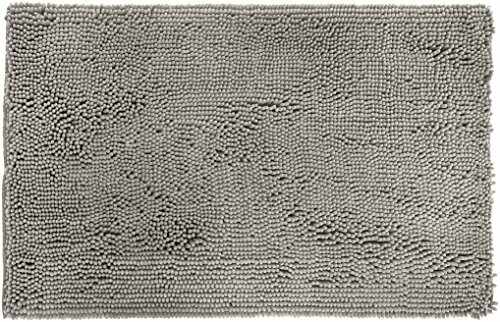Gray textured bath mat with a soft, plush surface.
