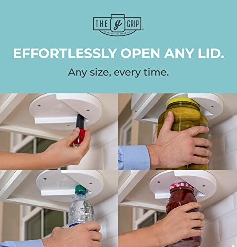 Multi-lid opener for various jar sizes.