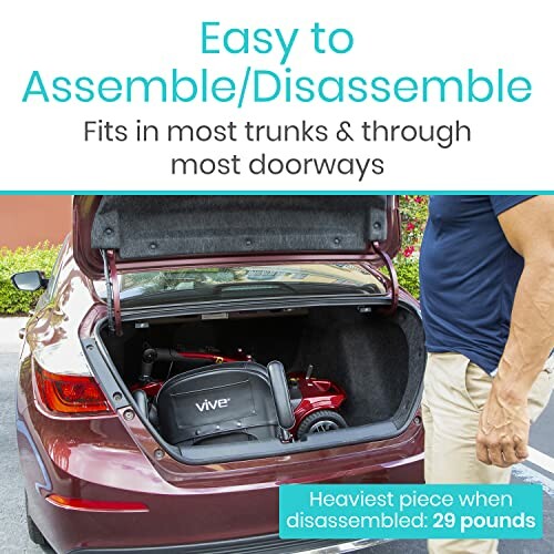 Portable scooter easily fits in car trunk.