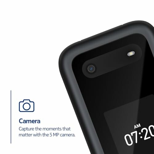 Smartphone camera and display with time shown