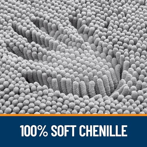 Gray chenille fabric with handprint impression