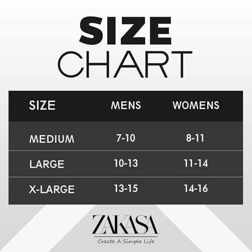 Zakasa size chart for mens and womens shoes.
